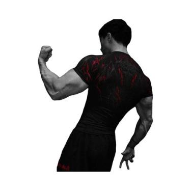 Imagem de Camiseta Masculina Gótica Escura Com Arte Abstrata, Estampa De Monstro