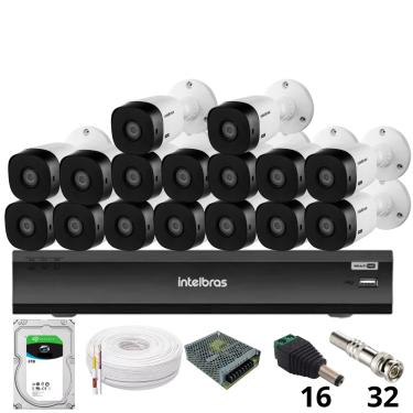 Imagem de Kit 16 Câmeras Intelbras 1220b Full Hd Dvr Intelbras Imhdx 3132 Inteligência Artificial Hd 6tb