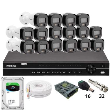 Imagem de Kit 16 Câmeras Intelbras 3220b Full Color Com Áudio Dvr Intelbras Mhdx 1232 Hd 6tb