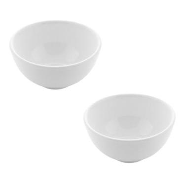 Imagem de Kit 2 Bowls Porcelana 13cm Branco Sobremesa Cereal Elegante - Lyor