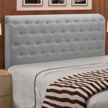 Imagem de Cabeceira Giovana Cama Box Queen Casal 160 cm Suede Cinza - D'Rossi - 