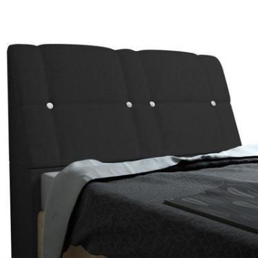 Imagem de Cabeceira com baú Itália Cama Box Casal 140 cm Suede Amassado Preto - 