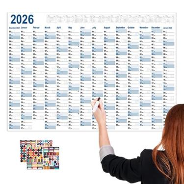 Imagem de Calendário de 365 dias, agenda anual | Agenda grande criativa 2026 para projetos, sala de estudo, local de trabalho, cozinha, dormitório, sala de aula, academia em casa