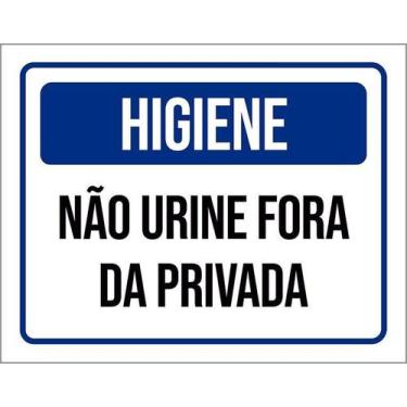 Imagem de Kit 10 Placa Acm Higiene Não Urine Fora Da Privada Azul18X23 - Sinaliz