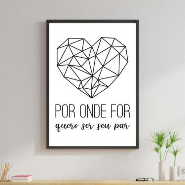 Imagem de Quadro Coração Quero Ser Seu Par 33X24Cm - Com Vidro