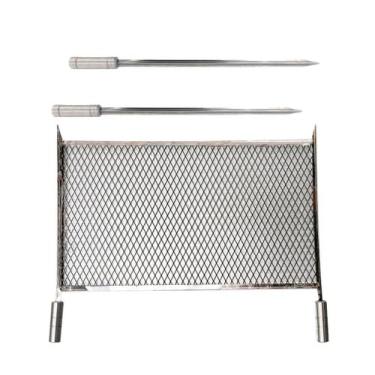 Imagem de Kit Grelha Tela Expandida Inox 40x60 e Espeto Espada 50cm - LAURINDOS 