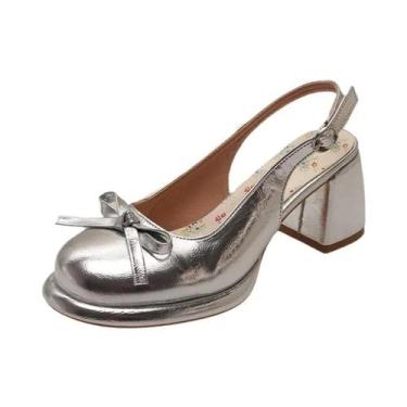 Imagem de Sandálias Femininas De Verão Com Salto Grosso Estilo Floral Doce E Laç