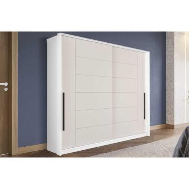 Imagem de Guarda Roupa Casal Lisboa 2 Portas de Correr 2 Gavetas MDF-MDP Branco-Creme Politorno