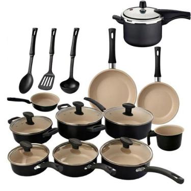 Imagem de Jogo 13 Peças Panela De Pressão 4,5l Antiaderente Frigideira - Imperia