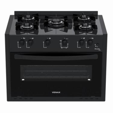 Imagem de Fogão Venax Picasso Line 5 Bocas De Embutir Preto Fosco A Gás Em Vidro