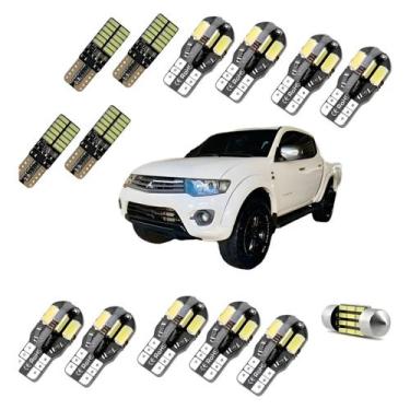 Imagem de Kit Lampadas Led Premium L200 Triton Teto Placa Ré Farolete T10 Branco