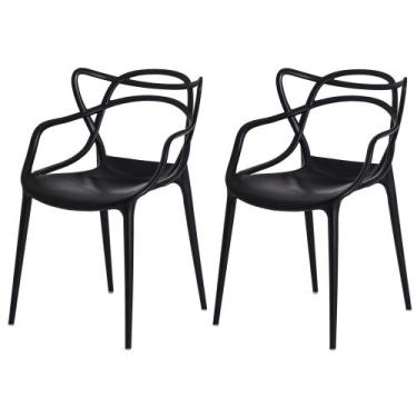 Imagem de Kit 2 Cadeiras Allegra Preto Polipropileno Ergonômica UV Empilhável 12