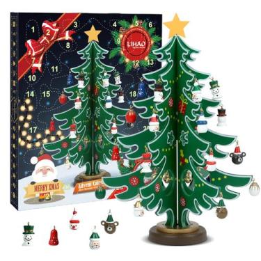 Imagem de Calendário do Advento LIHAO com árvore de Natal de madeira de mesa