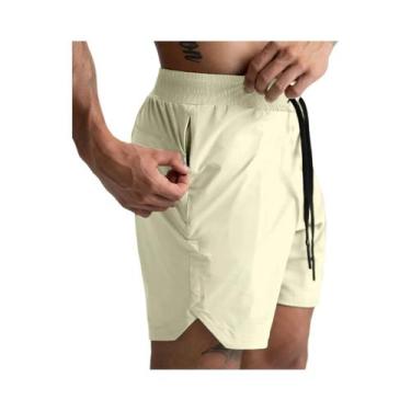 Imagem de Shorts Masculinos De Secagem Rápida Em Cor Sólida, Camada Única, Tecid