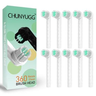 Imagem de Cabeças de Escova de Dente CHUNYUGG Quip Rev 360 Pacote com 10 Brancas