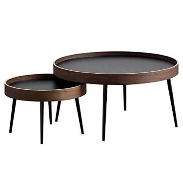Imagem de WEIZIWF Mesa de centro mesa de centro moderna sala de estar sofá pequena mesa lateral preto nogueira combinação mesa de chá mesa de coquetel quarto prateleira mesa de cabeceira