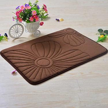Imagem de Tapete de banheiro de espuma de memória absorvente super confortável macio antiderrapante veludo coral tapete de banheiro fácil de secar na máquina tapete de banheiro, cor café 2 40 x 60 cm