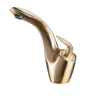 Imagem de Torneira de bacia de banheiro dourada/branca Torneira de banheiro preta de latão cinza torneira misturadora de pia quente & Torneira da Bacia da Cachoeira Fria, 9