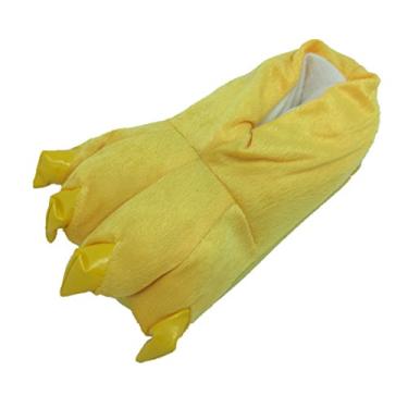 Imagem de Sapatos de casa quentes de pelúcia com pés de animais, Amarelo, S fits US Kid's Size 10-13