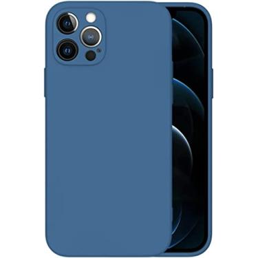 Imagem de TTUCFA Capa de silicone líquido compatível com iPhone 13 Pro capa de telefone flexível anti-choque capa protetora de corpo inteiro de camada tripla (cor: azul, tamanho: para iphone12Pro max)