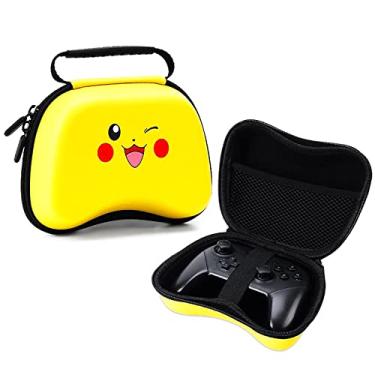 Imagem de Estojo de viagem para controladores de PS5, PS4, Switch Pro e Xbox, estojo rígido à prova d'água, organizador de controlador de jogo portátil (padrão amarelo)