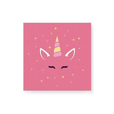 Imagem de Arte Maníacos Quadro Decorativo em Tela Canvas Unicórinio Rosto Rosa - 30x30cm