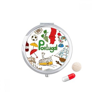 Imagem de Caixa de comprimidos com bandeira nacional de Portugal Landscap com bolso para remédios
