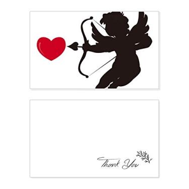 Imagem de Cartão de agradecimento de aniversário com estampa de coração anjo cupido amor aniversário comemoração casamento agradecimento