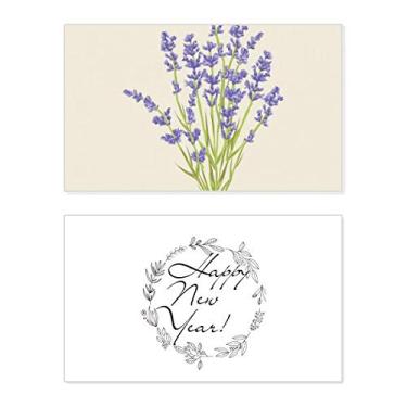 Imagem de Pintura de plantas de flores lavanda festival de ano novo cartão felicitações Bless mensagem presente