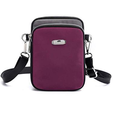 Imagem de Pequena bolsa transversal para mulheres, carteira de nylon moderna para celular, bolsa de ombro estilo mensageiro, Roxa, 4.7"(L) x 6.7"(H) x 2.4"(W)