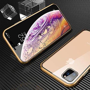 Imagem de 360 Metal Magnetic Case Para iPhone 12 13 Mini 11 12 13 14 Pro Max Cases Para iPhone X XR XS MAX 7 8 6 6S Plus SE 2020 Cover Coque,Gold,para iphone 14