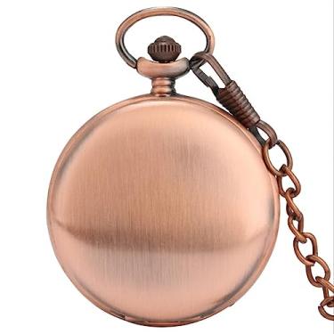 Imagem de ZALTAS Antigo Rosa Cor de Ouro Simples Liso Relógio de Bolso Relógio Árabe Número Relógio Colar Cadeia