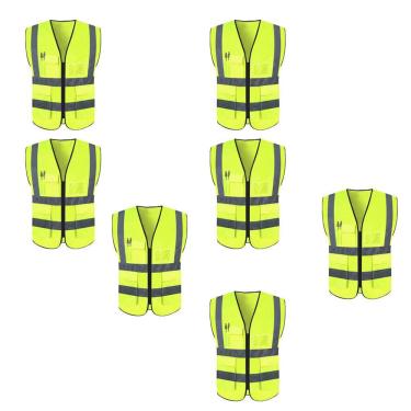 Imagem de Colete Sinalizador Refletivo Kit 7 Unidades EPI Segurança Blusao Fluorescente Obra Tran...