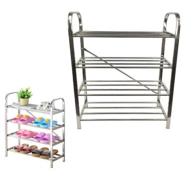 Imagem de Sapateira Prateleira Inox 4 Andares Organizador Multiuso Sapato Calçado Tenis Casa Sala Corredor