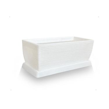 Imagem de Vaso De Planta Jardineira + Prato Polietileno 60X25 Branco