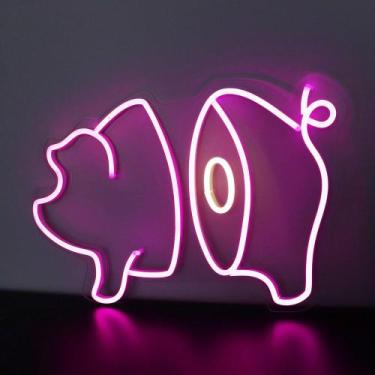 Imagem de Placa Luminária De Neon Led - Porquinho - Hutz