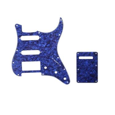 Imagem de Musiclily Kit Escudo HSS Pickguard Com Tampa Traseira para Guitarra Fender EUA/Mexicana Made Stratocaster Standard Estilo Moderno, 4 Camadas Azul Perolado