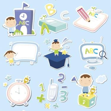 Imagem de Leliz Papers, Papel De Parede Adesivo Infantil Desenhos Escolar Azul 2,5m