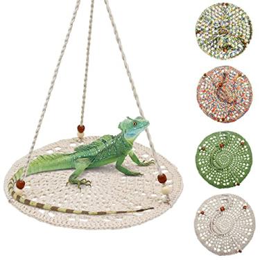 Imagem de WEVONIGU Rede de pássaros dragão barbudo descanso cama habitats suprimentos terrário de escalada para lagarto leopardo lagartixa periquito calopsita ratos hamster esquilo camaleão (off-white)