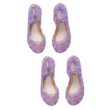 Imagem de KESYOO 2 Pares sandálias para meninas sapatos de geleia para meninas sandálias de salto cunha crianças sandália de gelatina sandália de meninas garota sapatinho de cristal filho roxo