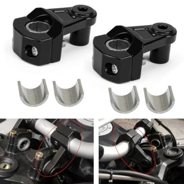 Imagem de PSLER Elevadores de guidão pivô de 5 cm – Suporte universal para guidão de motocicleta para guidão de 22 mm 7/8" e 28 mm 1-1/8" braçadeira de guidão, preto