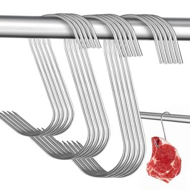 Imagem de 15 ganchos de aço inoxidável para carne, 3 ganchos de açougueiro, 3 ganchos de defumador em forma de S para pendurar costelas de frango, 3 mm de diâmetro 4,7/5,9/7,1 polegadas de comprimento