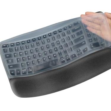 Imagem de Capa protetora para teclado Logitech Wave Keys MK670, Logitech MK670 Wave Keys, teclado ergonômico sem fio, desktop, PC, silicone, transparente, protetor de pele transparente