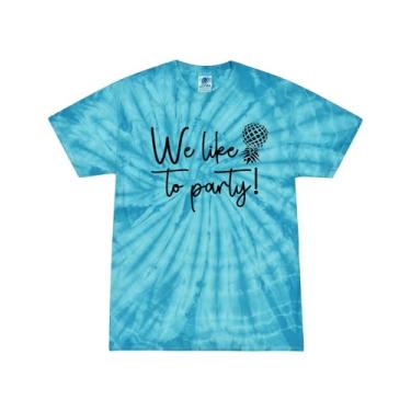 Imagem de Camiseta divertida We Like to Party! Upside Down Pineapple unissex tie dye manga curta, Tie-dye turquesa, XXG