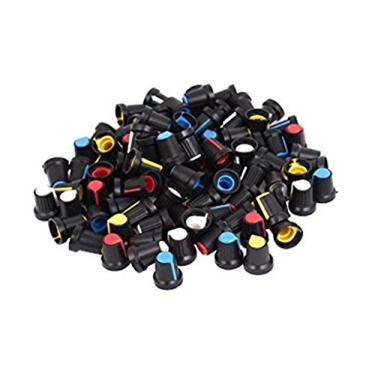 Imagem de XJS XZC Eixo serrilhado 6 mm de diâmetro Potenciômetro Tampa do botão de controle de volume 100 peças