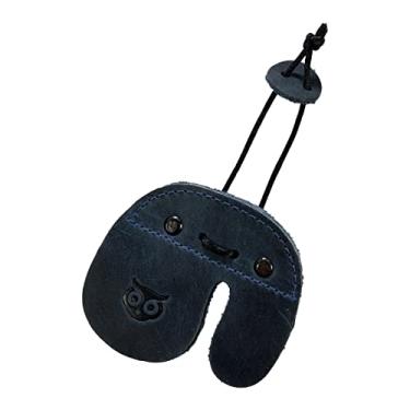 Imagem de Hide & Drink, Aba de dedo para tiro com arco, proteção contra arcos recurvos, protetor de dedo, equipamento de treino de tiro esportivo e ao ar livre, couro de flor integral, feito à mão, azul ardósia