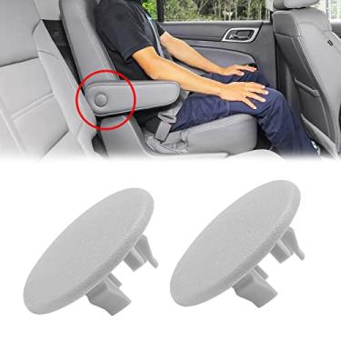 Imagem de 2 peças de tampa de apoio de braço para peças de assento 07-19 Chevy Tahoe Suburban Yukon Cadillac Escalade – Substitui 15279689 OEM Substituição Esquerdo ou Direito Traseiro Assento concha Descanso de braço Snap Alça Guarnição Parafuso-Cinza