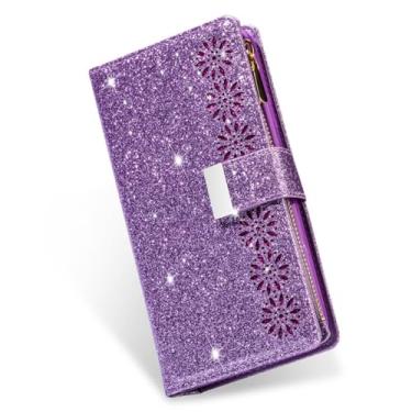 Imagem de Bolsa com zíper flip capa de telefone de couro para huawei p40 pro p30 p20 mate 50 20 lite y6 y7 p capa de cartão carteira inteligente, roxo, para huawei p40 pro