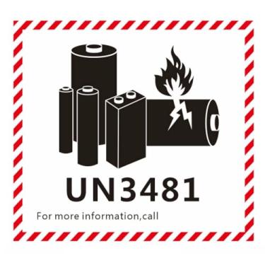 Imagem de Etiquetas de bateria de lítio 10 cm x 9 cm UN 3481 etiquetas de aviso pacote com 200 adesivos