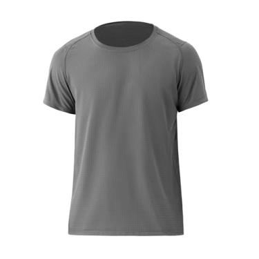 Imagem de Camiseta masculina de manga curta com FPS 50+ malha waffle casual atlética corrida academia ativa camiseta verão, Cinza, G